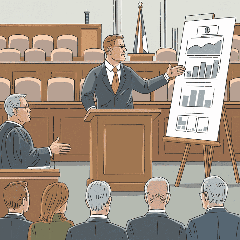 Attorney presenting evidence in a family court trial