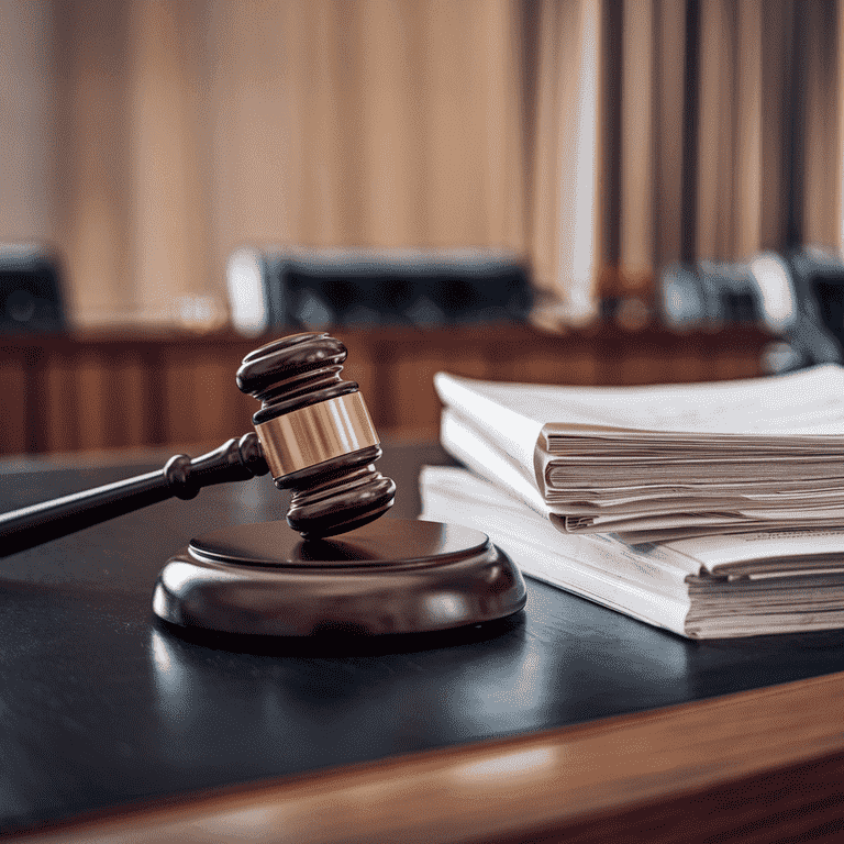 Judge's gavel next to legal documents representing las vegas child support orders in a courtroom.