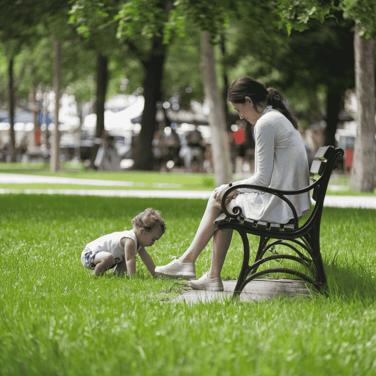 A mother and child playing together in a park, illustrating the importance of positive parent-child relationships in custody matters.