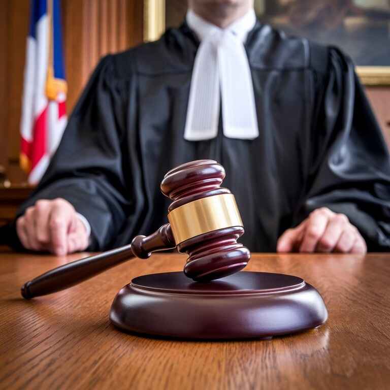 Courtroom with a judge’s gavel, representing legal penalties for theft.