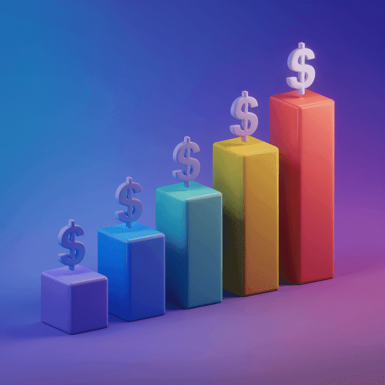 3D bar graph illustrating various business valuation method