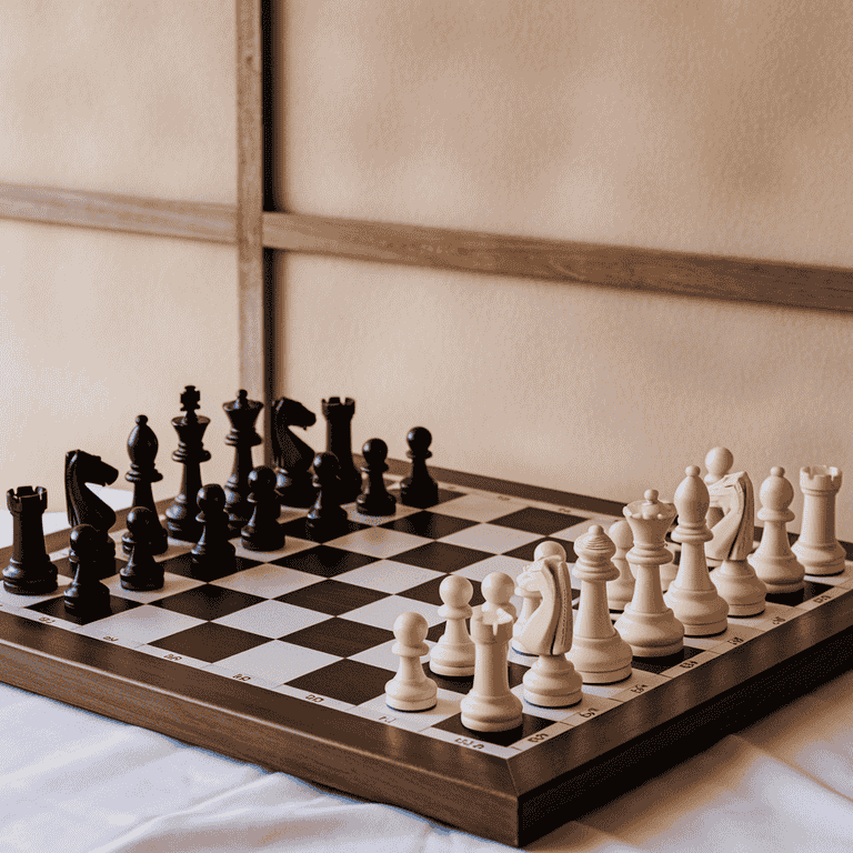 Chess pieces on a board representing legal strategy