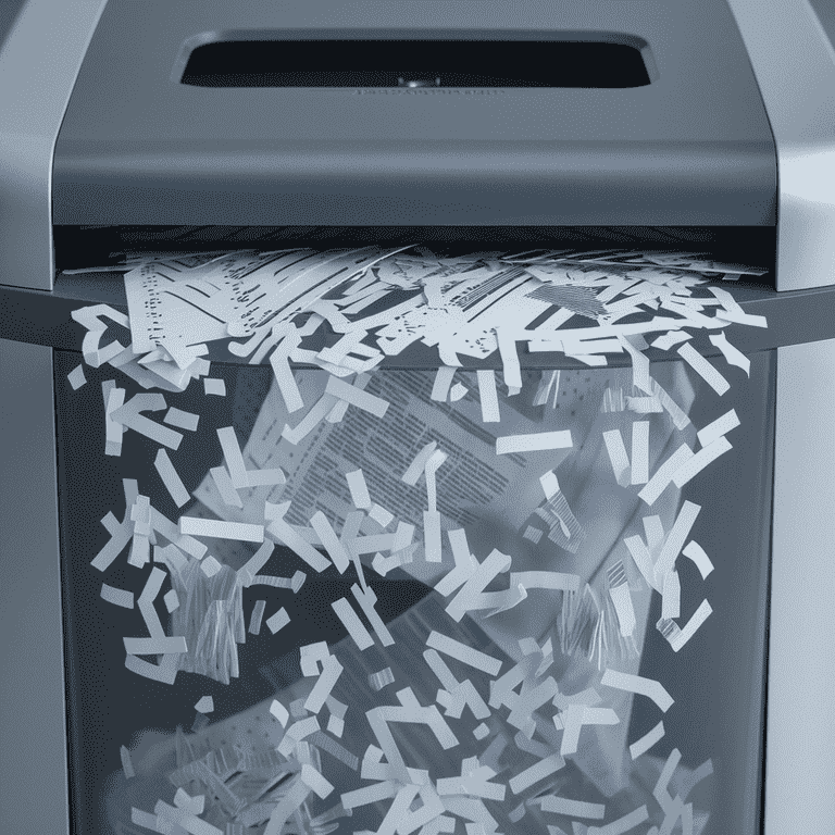 Document shredder with paper pieces, symbolizing the revocation of legal documents