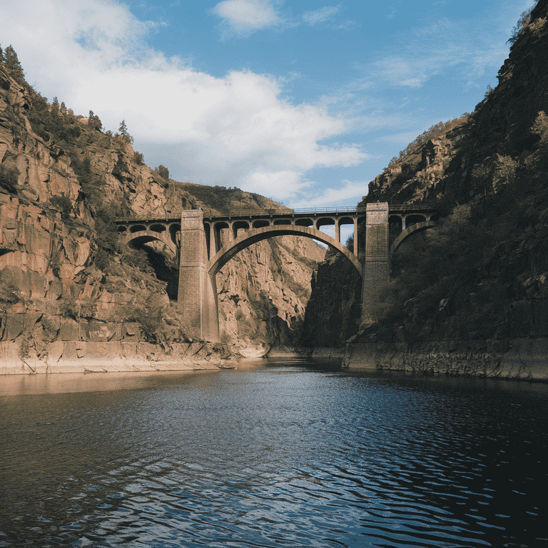 Strong bridge connecting two sides of a landscape, representing durability and continuity