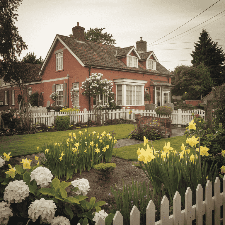 A family home with a beautiful garden, symbolizing asset value in estate planning.