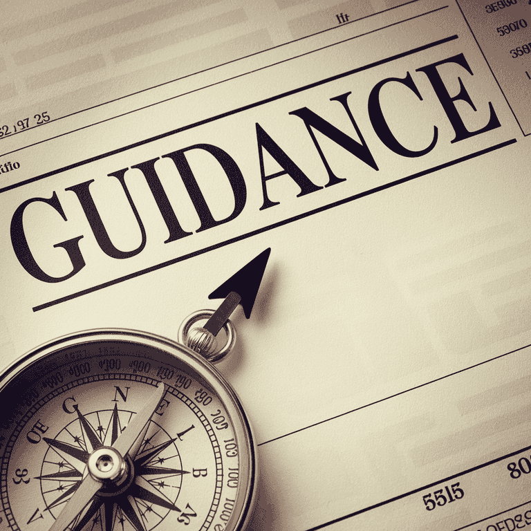 Compass on financial document pointing to the word Guidance