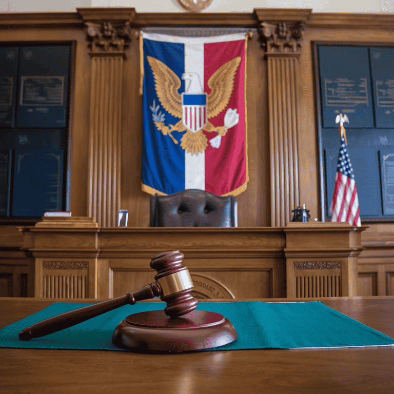 Gavel on a courtroom desk symbolizing the legal process of divorce.