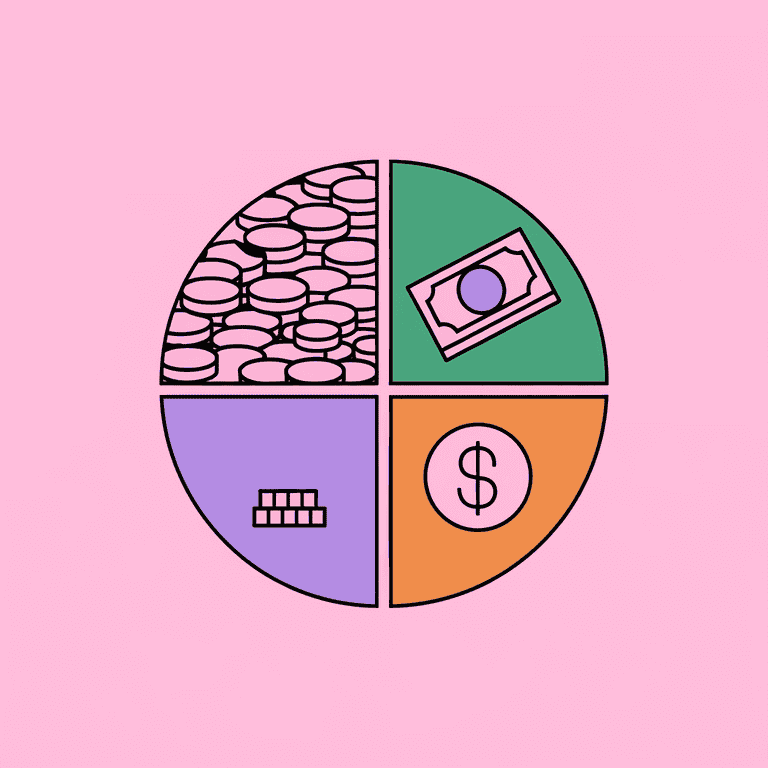 Pie chart representing debt division in divorce