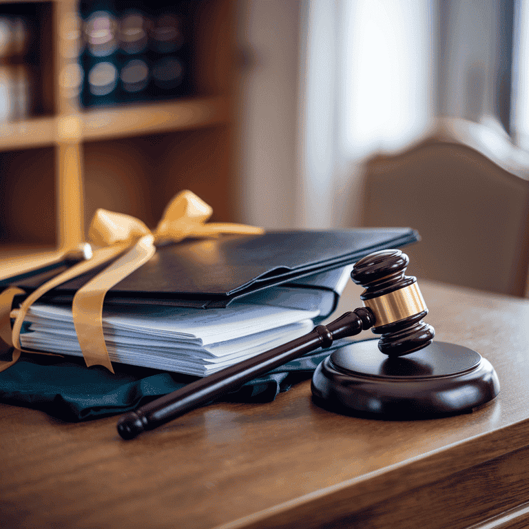 Legal documents and gavel representing child custody filing process