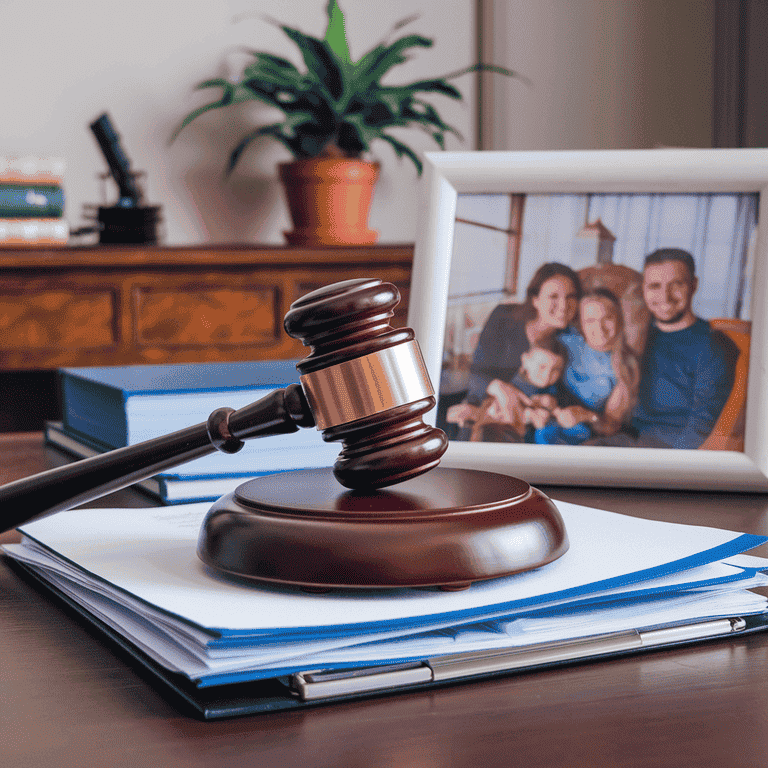 Gavel and legal documents symbolizing custody case strategies