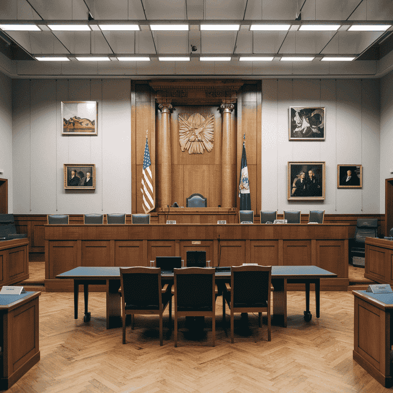 Interior of a courtroom illustrating the legal setting for DUI plea bargains.