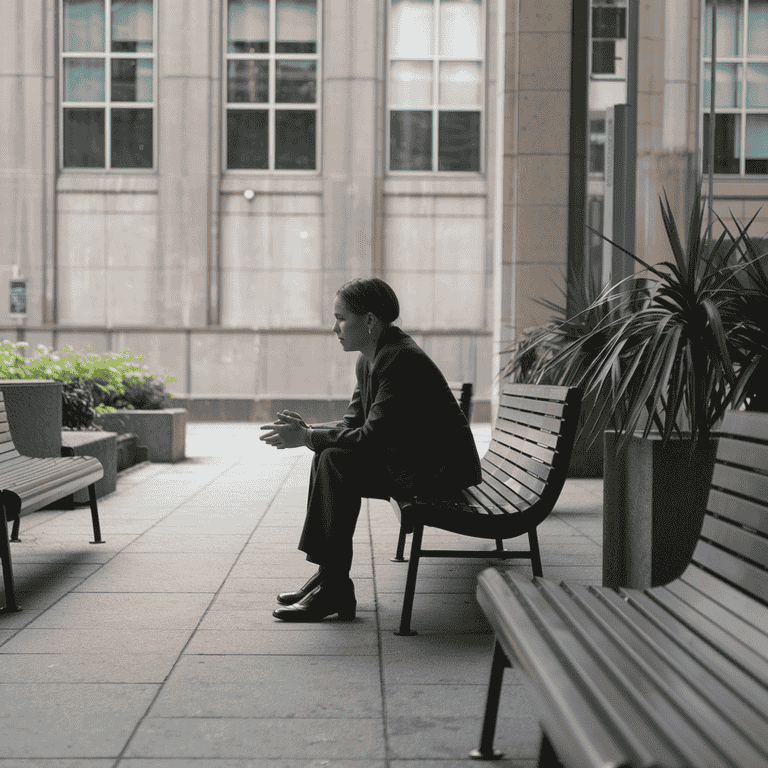 Individual waiting outside a courtroom, reflecting on the DUI plea bargain process.