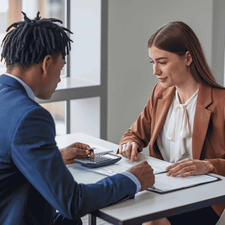 Lawyers negotiating settlement terms across a table