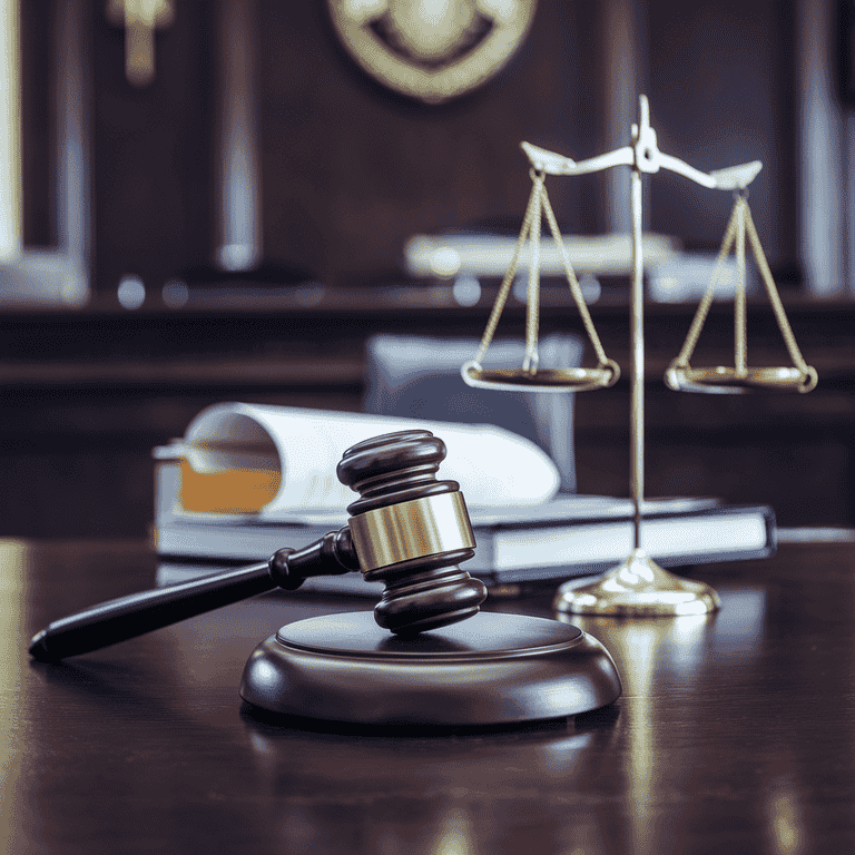 A gavel and scales of justice symbolizing the legal aspects of criminal negligence.