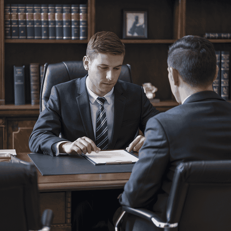 A lawyer providing legal advice to a client regarding criminal negligence charges.