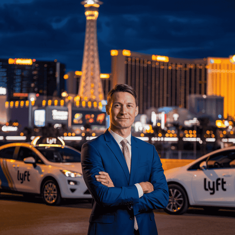 Las Vegas Lyft accident lawyer overlooking the city skyline