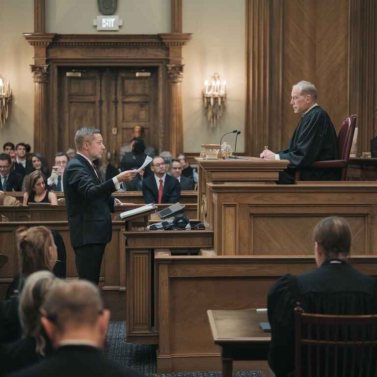 Defense attorney presenting evidence in a courtroom to challenge obstructing a public officer charges.