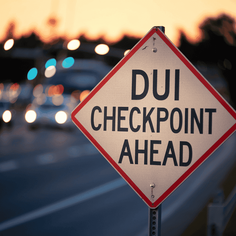 DUI checkpoint sign highlighting the potential consequences of driving under the influence of Vicodin.