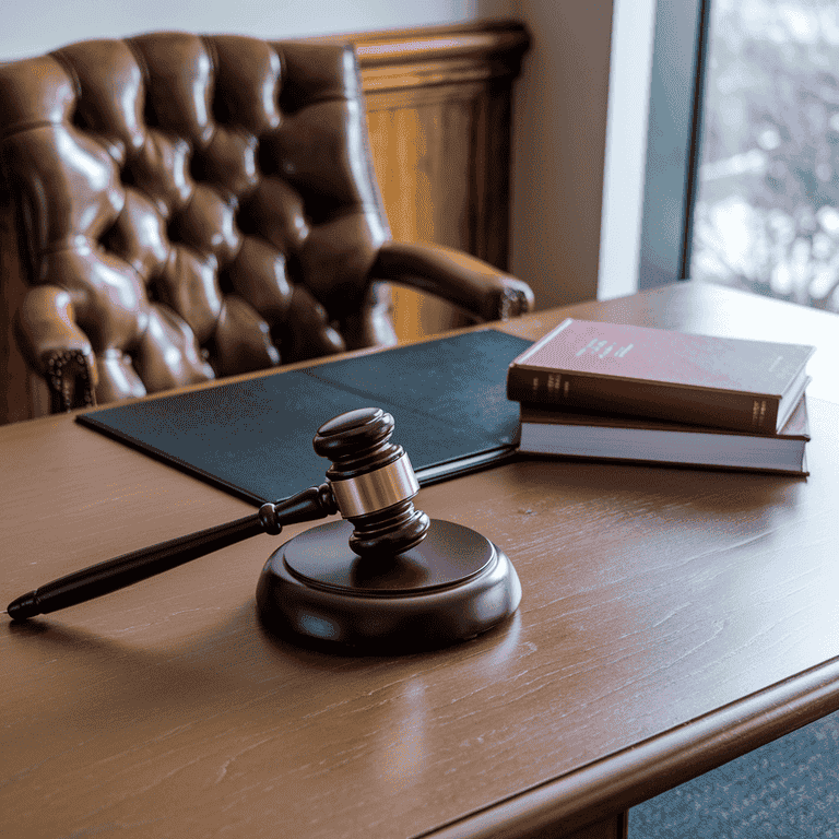 Gavel and legal documents representing the legal process for robbery charges.