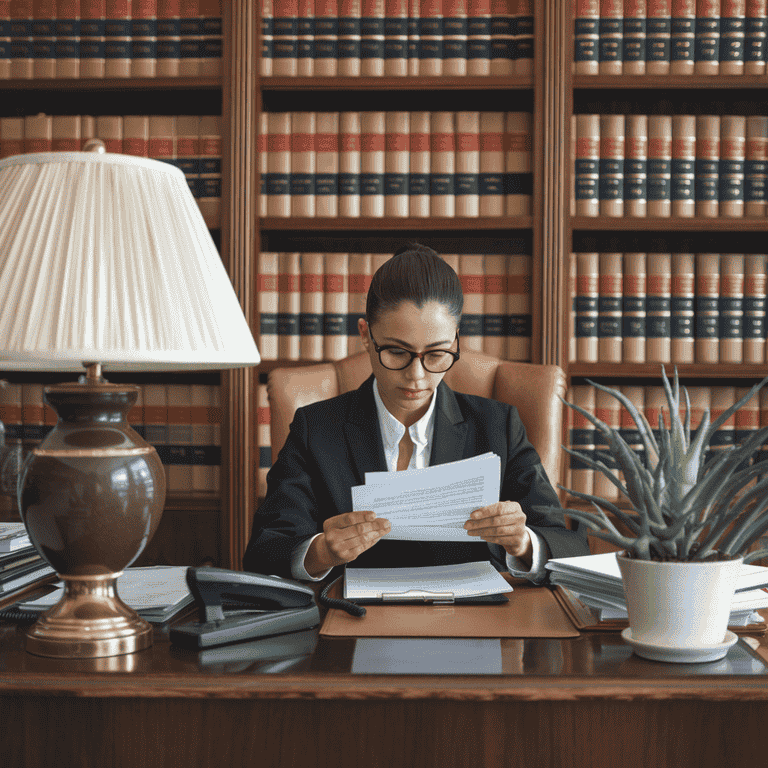 A person reviewing legal documents, representing the process of seeking legal protection against harassment.