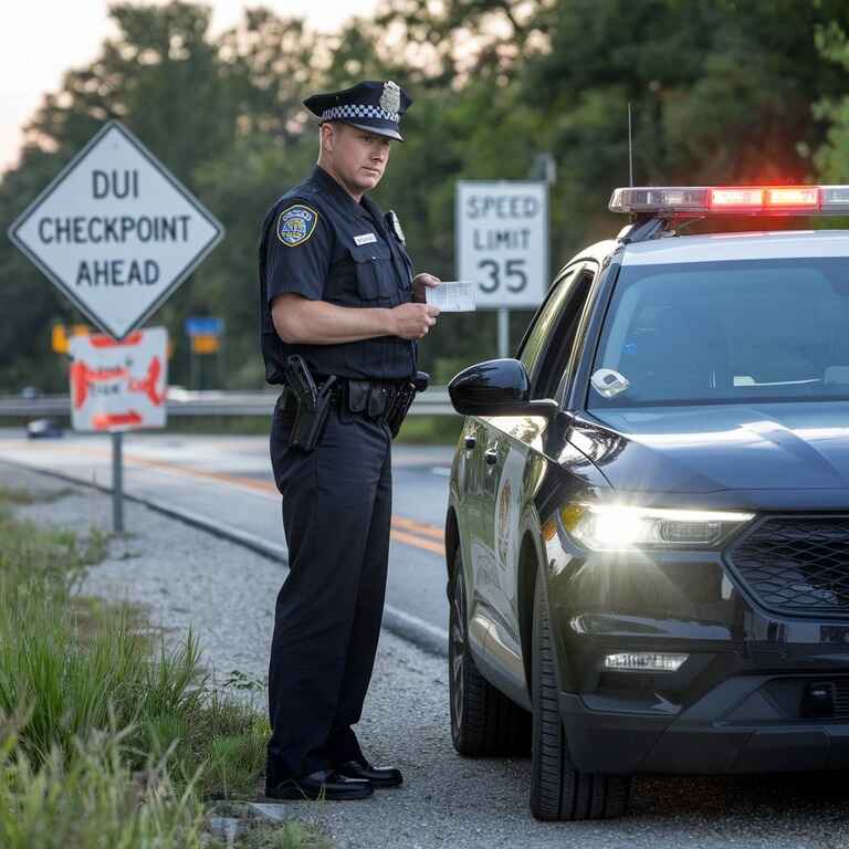 A police officer pulling over a vehicle for a traffic violation, symbolizing related offenses to reckless driving.