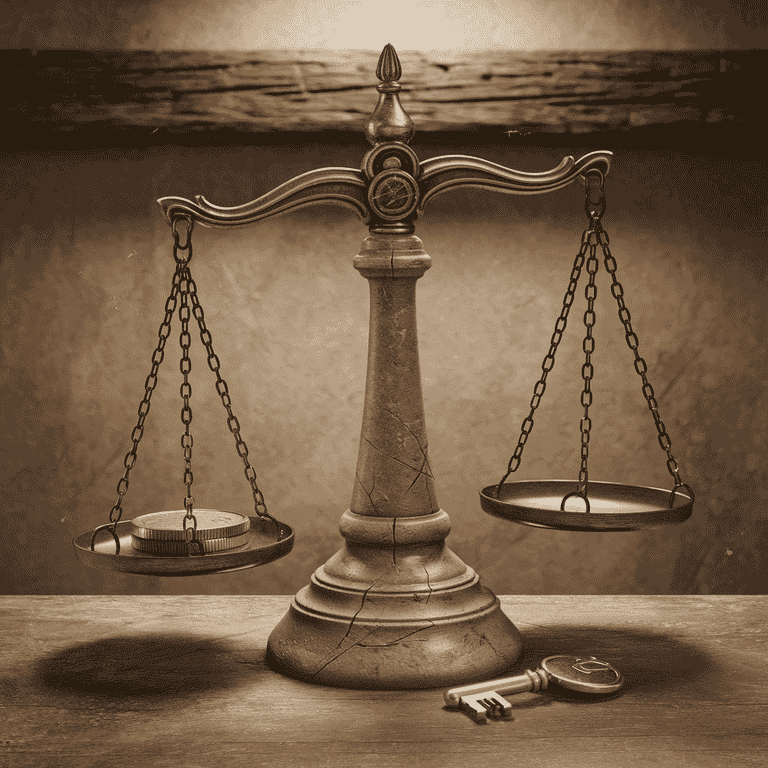 Scale of justice symbolizing the balance of defense in larceny charges.