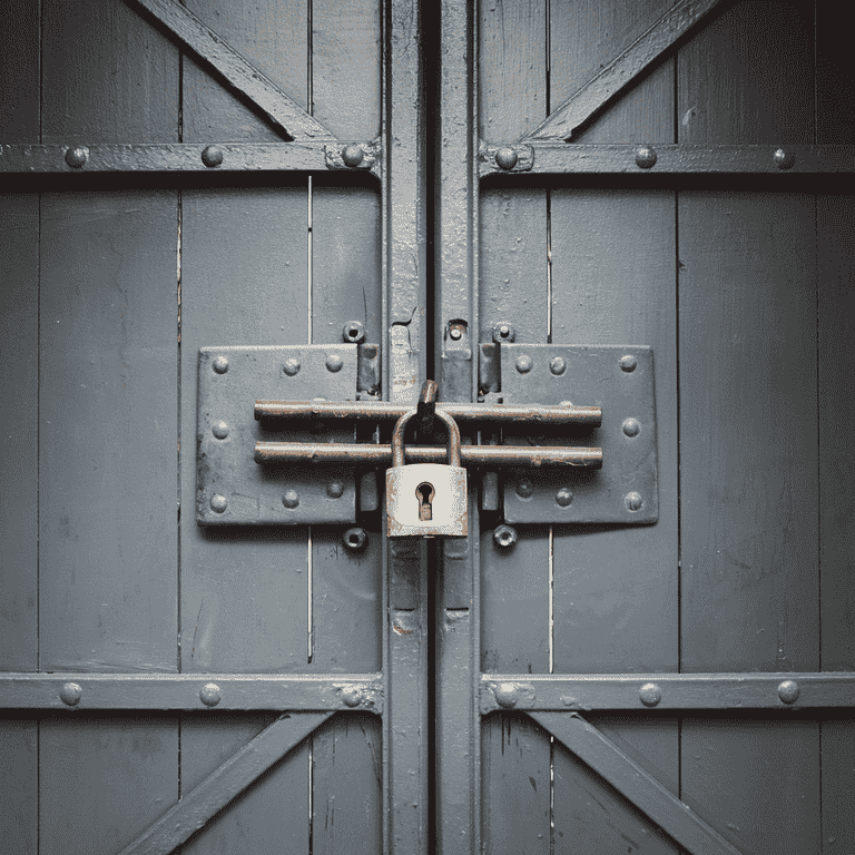 A locked door representing security measures and steps to prevent coercion.