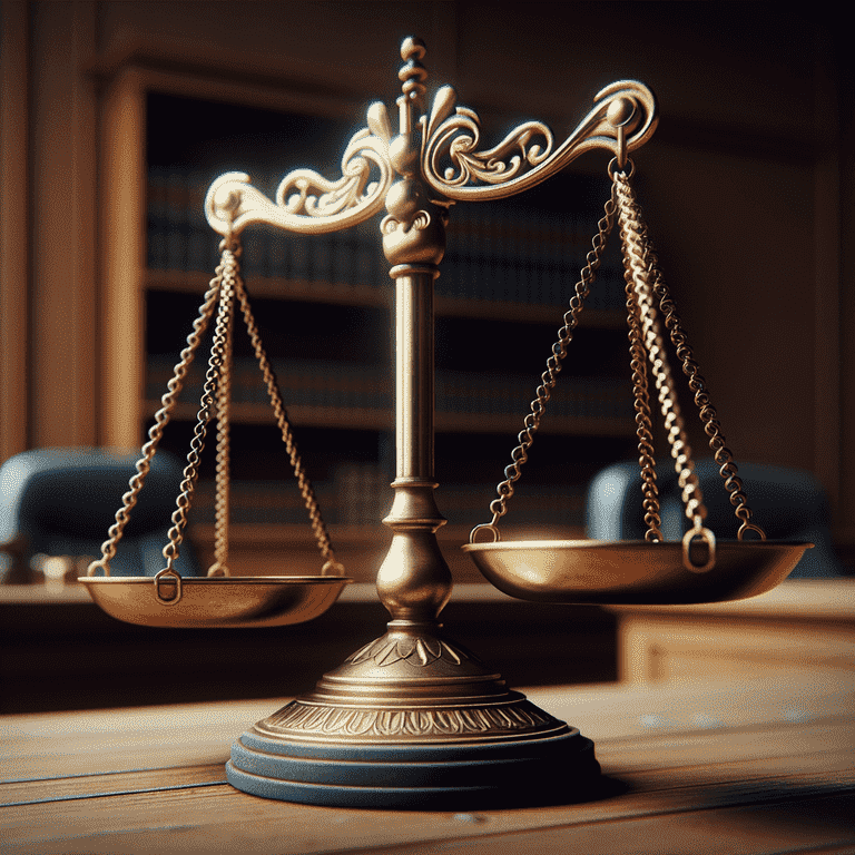 Balanced Scales in a Courtroom Depicting the Weighing of Aggravating and Mitigating Factors
