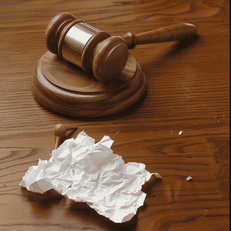 Gavel and Crumpled Paper Symbolizing Legal Violations