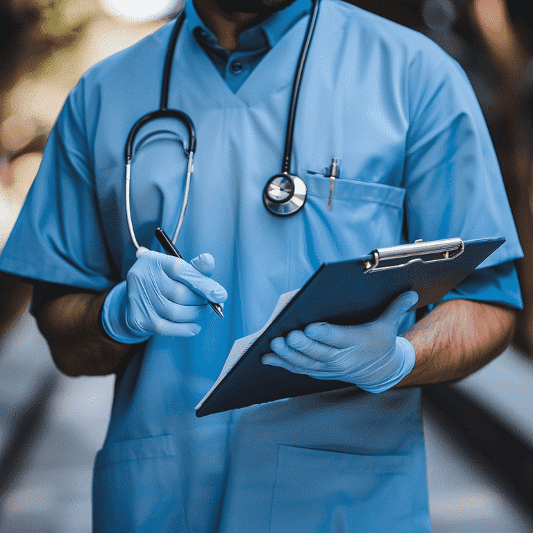 Healthcare Professional with Clipboard and Stethoscope