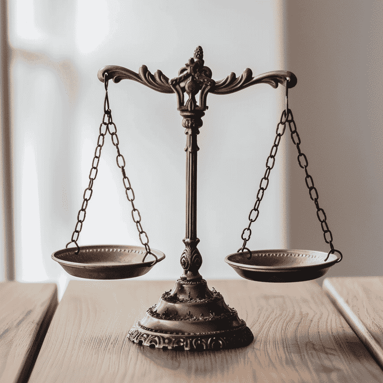 Justice scale in a courtroom