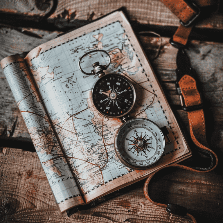 Compass on Open Map Symbolizing Navigation Through Preprosecution Diversion Process