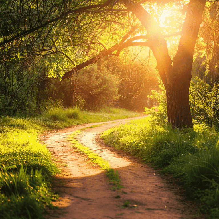 Pathway Through a Sunlit Forest Representing the Journey of Preprosecution Diversion