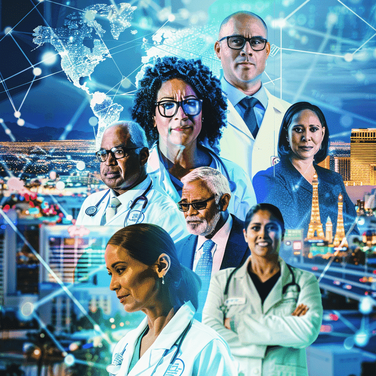 Collage of professionals with Las Vegas background
