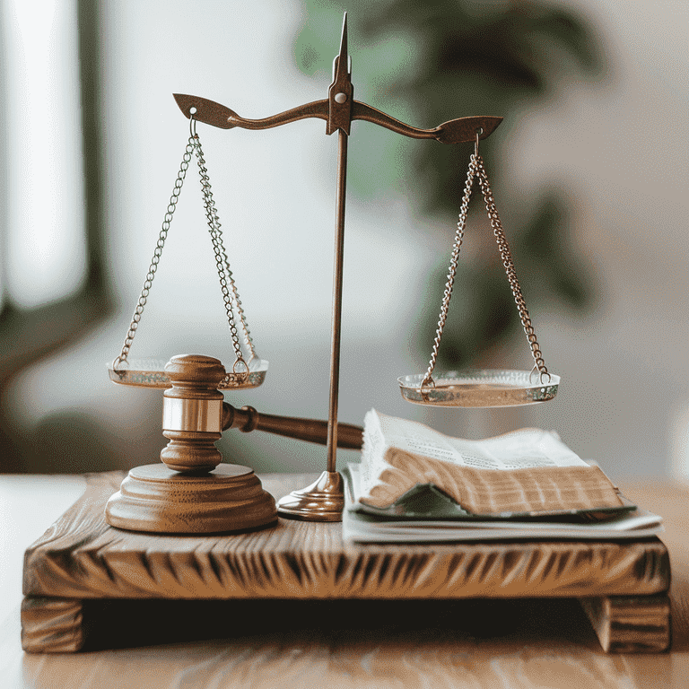 Scale Balancing a Gavel and Legal Book