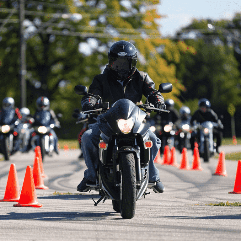 Motorcyclists participating in a safety and training course.