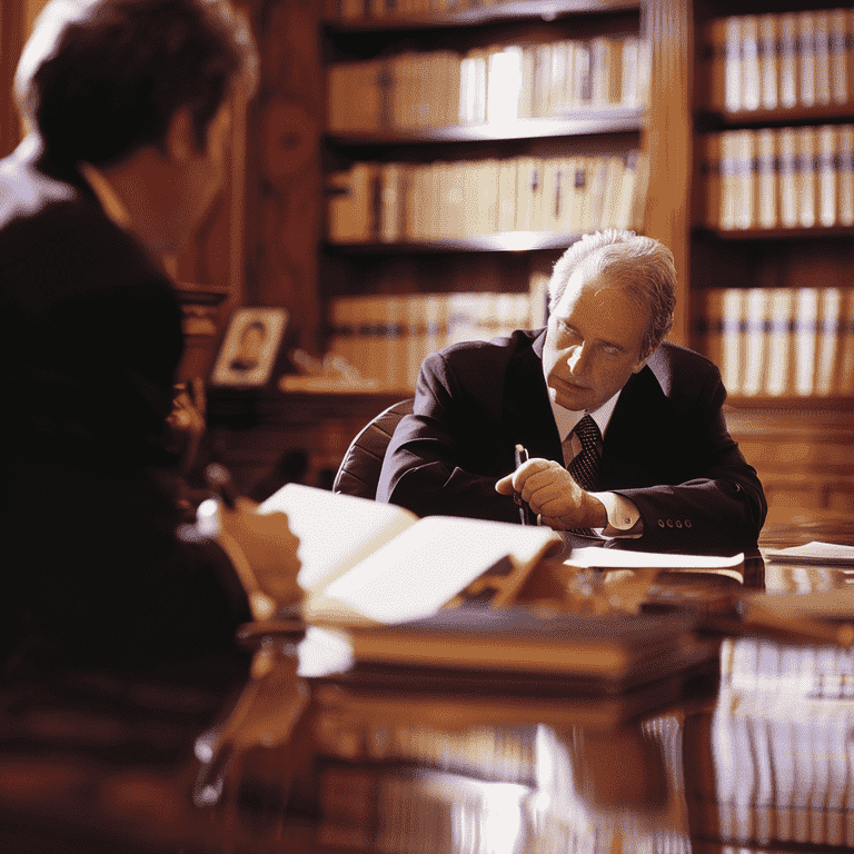 Two attorneys discussing at a conference table