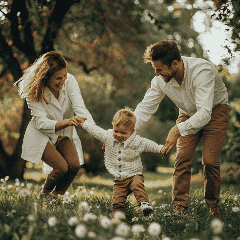 Child playing with parents