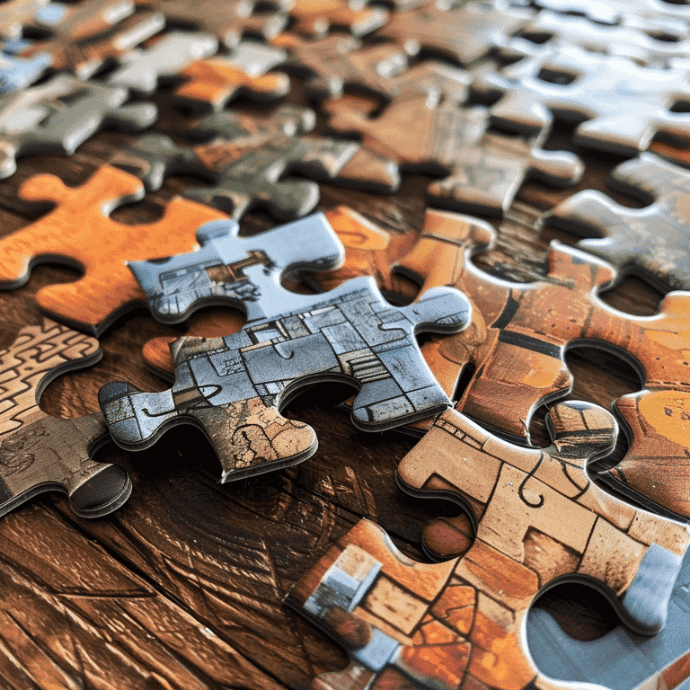 Puzzle pieces representing common issues addressed in divorce mediation