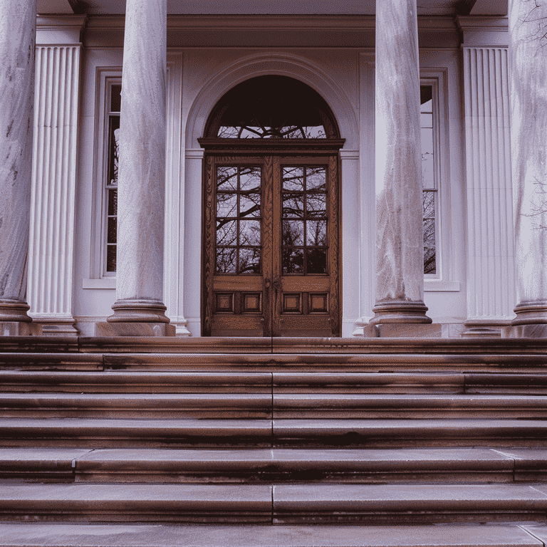 Courthouse building entrance with steps, representing filing divorce papers