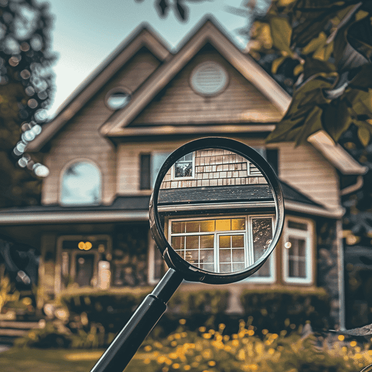Home with a magnifying glass hovering over it, representing the home study process in adoption