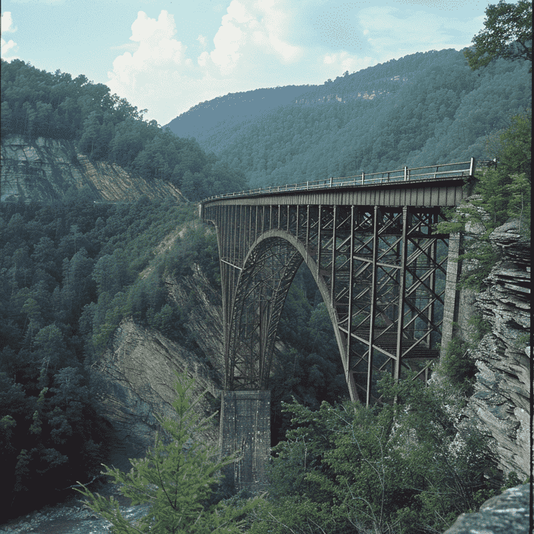 Sturdy bridge spanning across a canyon, representing implementation and enforcement in adoption agreements