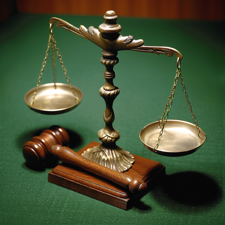 Gavel and balance scale, with the scale tilted to one side, representing the legal system's role in addressing the injustice caused by fraudulent schemes
