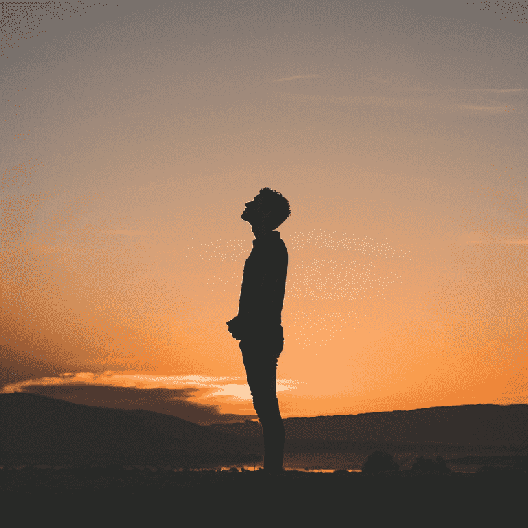 A silhouette of a person standing tall