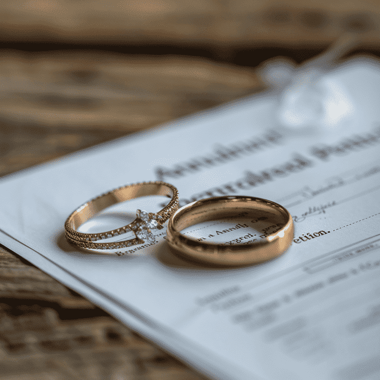 Wedding ring beside an annulment petition