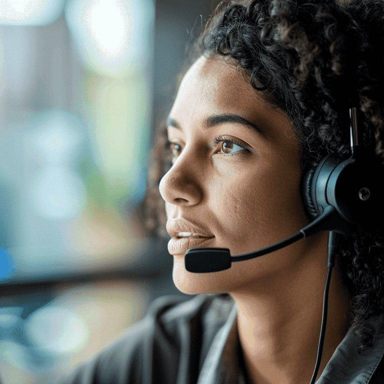 A person wearing a headset, symbolizing the recording of conversations in professional settings like customer service or business interactions