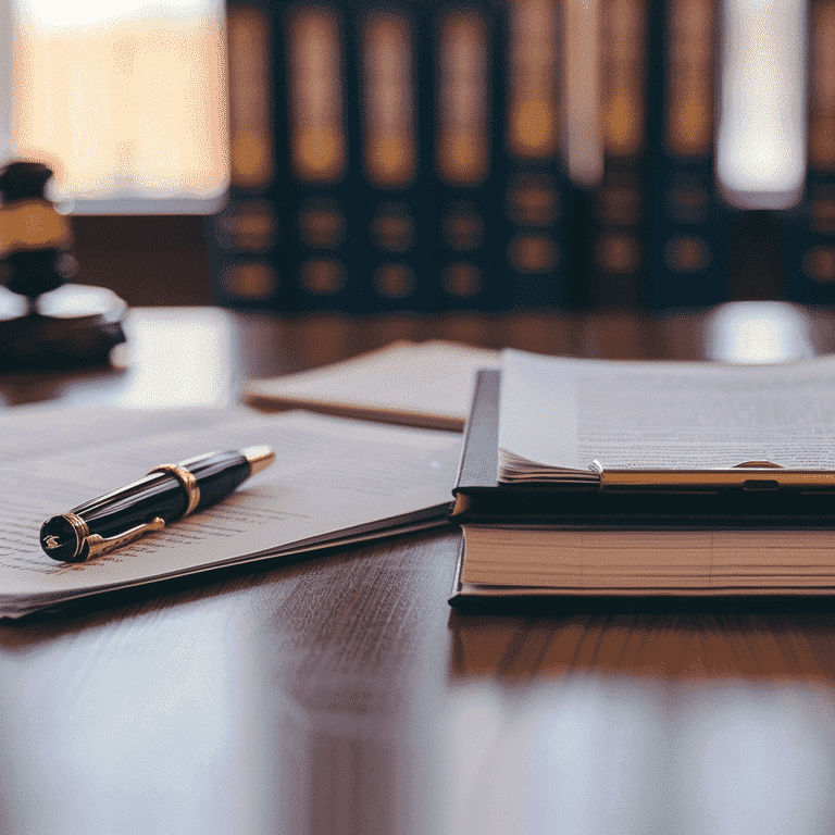 Judge’s bench with legal documents and a pen, symbolizing the factors to consider before filing an appeal.