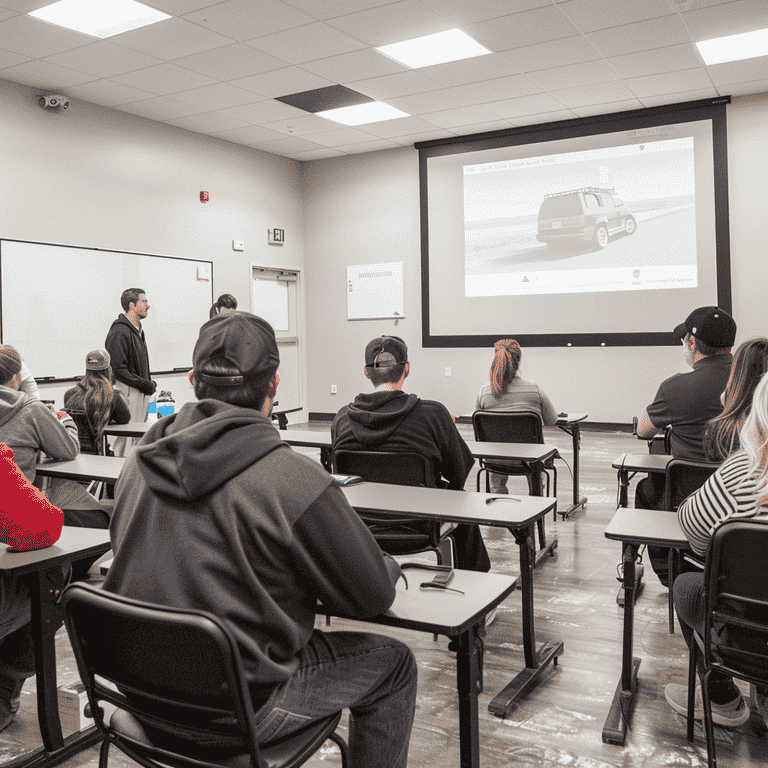 Students participating in a driver education course in a classroom setting.