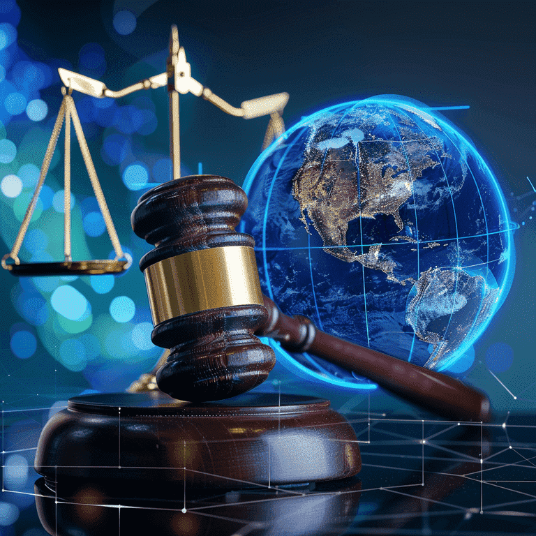 Gavel and Nevada state outline with a globe, representing the intersection of Nevada custody laws in international cases.