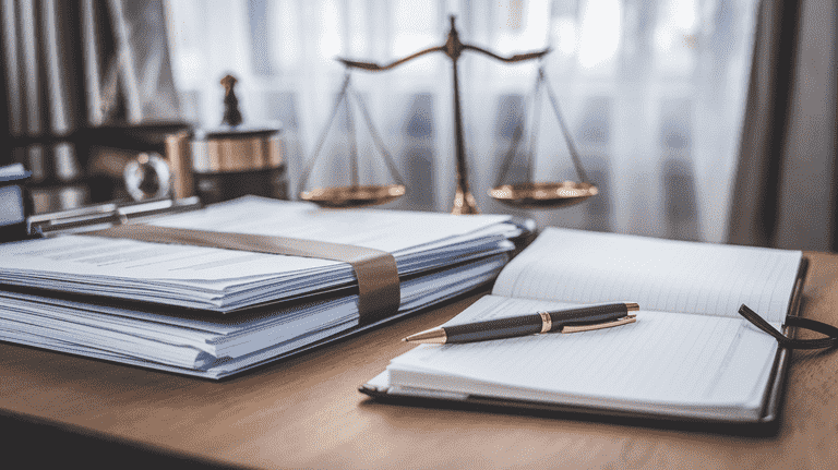 Nevada arraignment - Desk with legal documents, a notepad, and a pen.